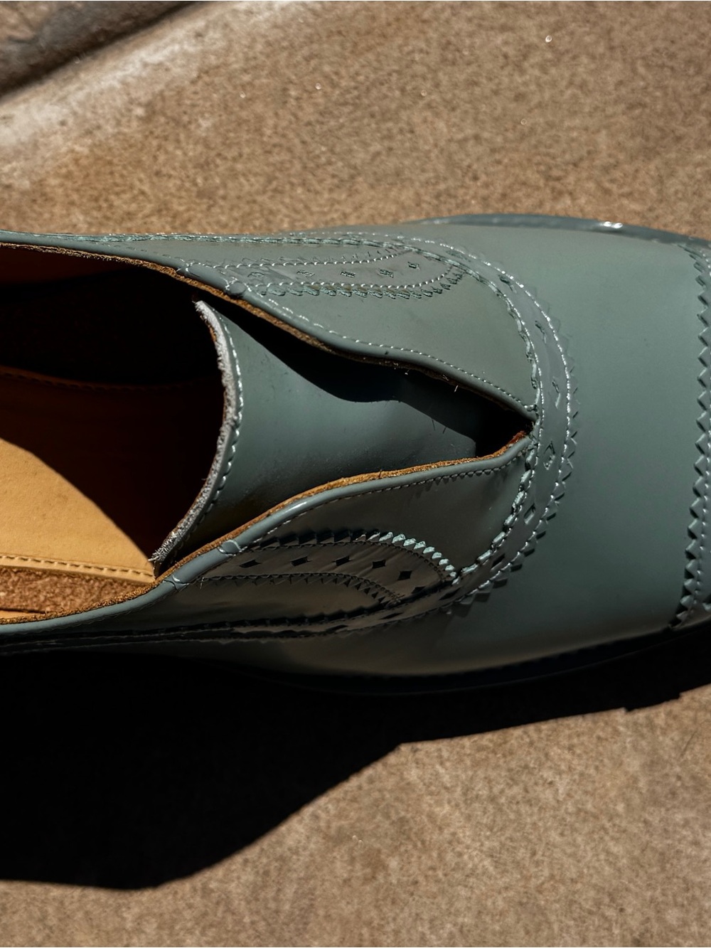 OFFICE OF ANGELA SCOTT Sage Green Leather Slip-On Dress Shoes - Picture 7 of 10